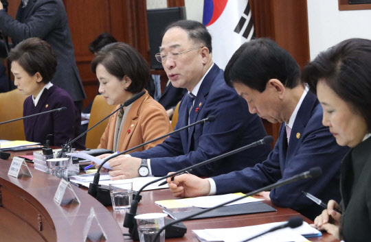 경제활력대책회의 (서울=연합뉴스) 김승두 기자 = 홍남기 경제부총리 겸 기획재정부 장관이 8일 오전 정부서울청사에서 열린 '제28차 경제활력대책회의'를 주재하고 있다. 2020.1.8 kimsdoo@yna.co.kr (끝)